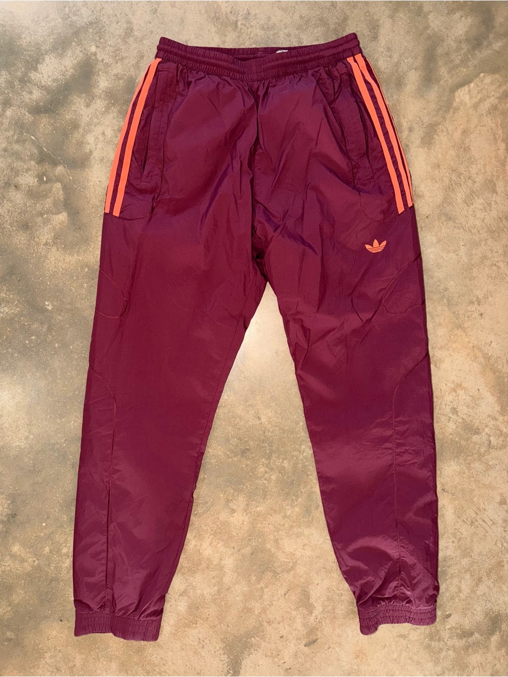 adidas Originals Burgundy Trefoil Track Jogger Pants Medium - Picture 1 of 12